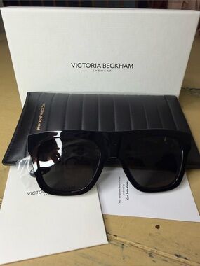 Victoria Beckham Glossy Black Oversized Square Sunglasses